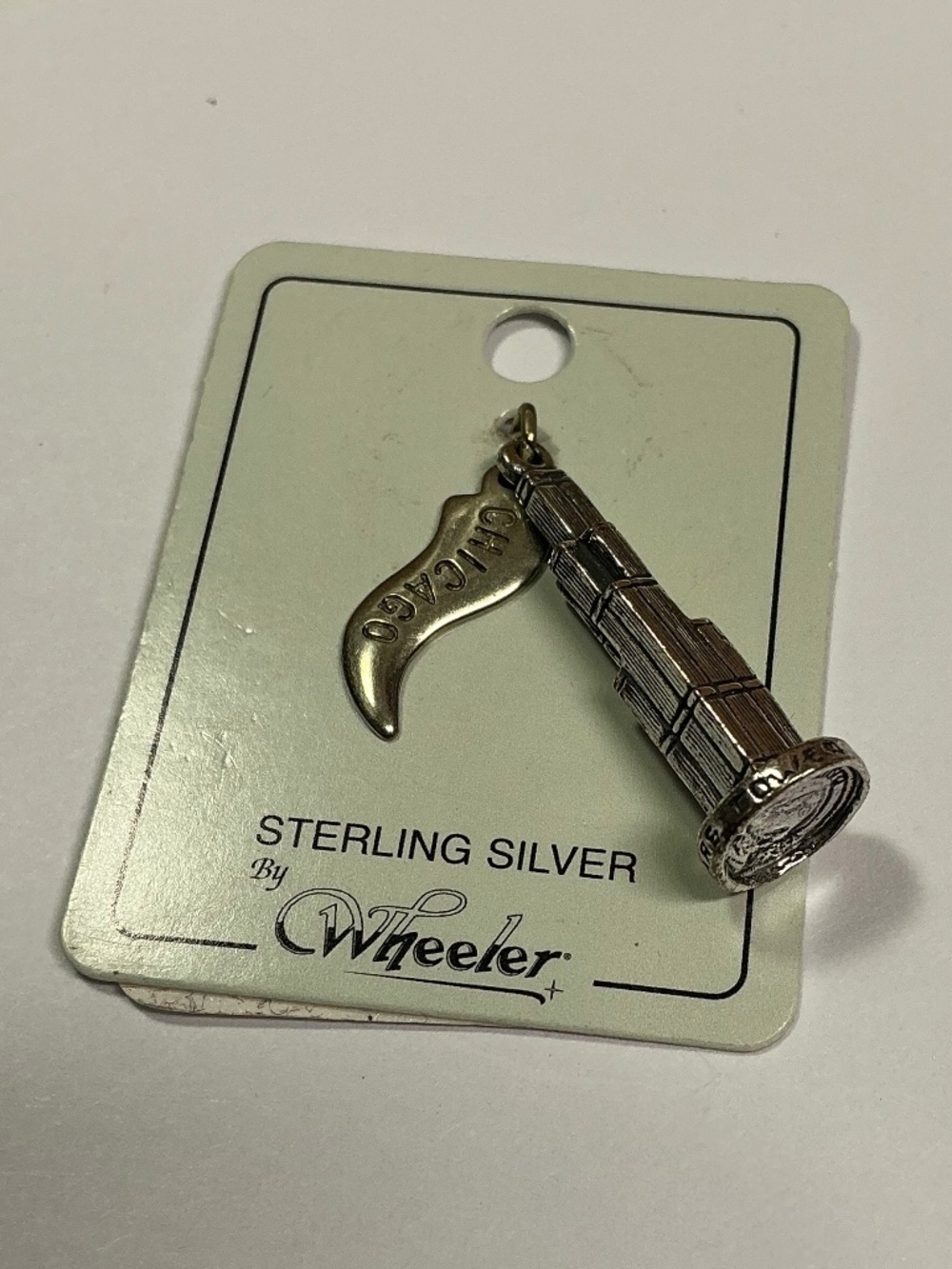 Vintage Sterling Silver Sears Tower and Chicago Banner Charm. 1.25 inches long